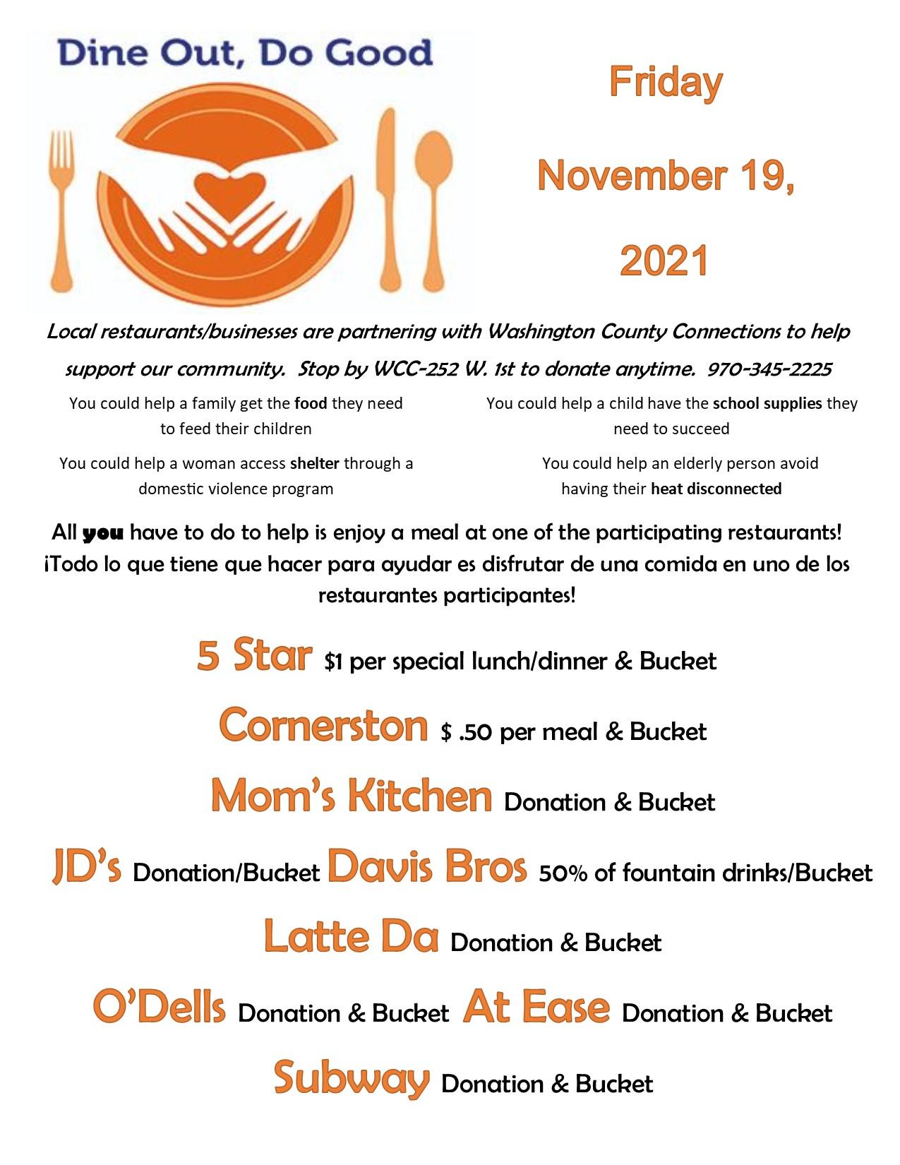 Dine Out, Do Good Flyer 2021